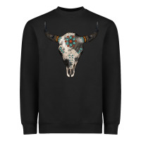 Black Cowhide Bull Skull Heavyweight Sweatshirt - Jasminsmagicworld