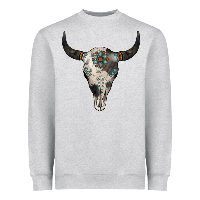 Cowhide Bull Skull Heavyweight Sweatshirt by Jasminsmagicworld | Teevron