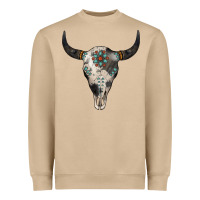 Mushroom Cowhide Bull Skull Heavyweight Sweatshirt - Jasminsmagicworld