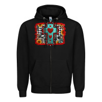 Black Christmas cross with background Zipper Hoodie - Jasminsmagicworld