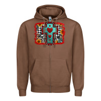 Chestnut Christmas cross with background Zipper Hoodie - Jasminsmagicworld