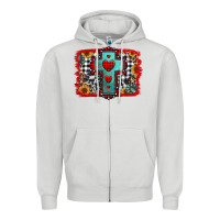 Dove Grey Christmas cross with background Zipper Hoodie - Jasminsmagicworld