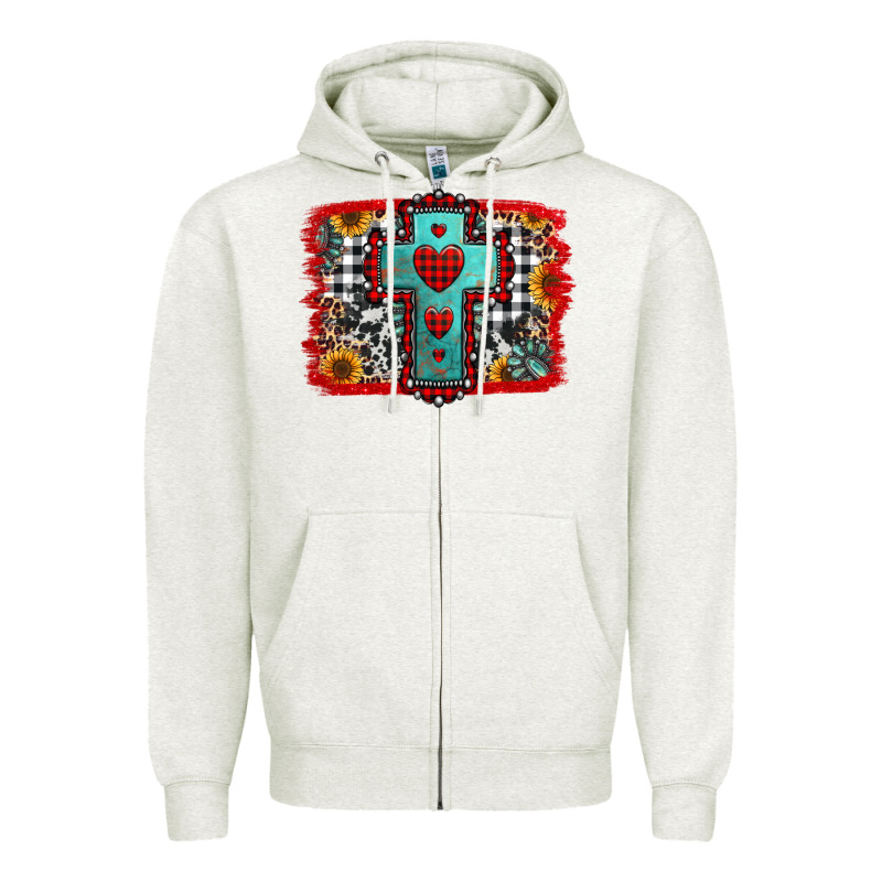 Christmas Cross With Background Zipper Hoodie by Jasminsmagicworld | Teevron