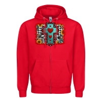 Red Christmas cross with background Zipper Hoodie - Jasminsmagicworld