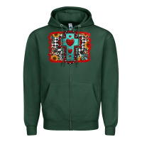 Sports Green Christmas cross with background Zipper Hoodie - Jasminsmagicworld