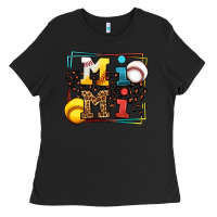Black Baseball and Softball mimi Ladies Tee - LillyAllenDesigns