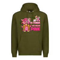 Army Green in october we wear pink gnome Premium Hoodie - BarkalooDesign