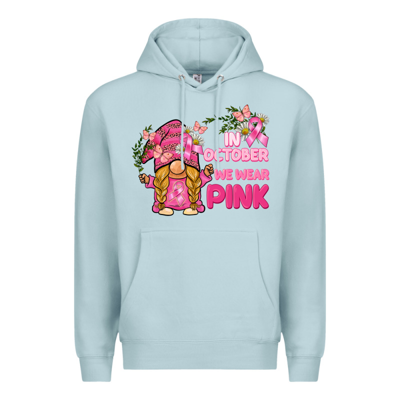 In October We Wear Pink Gnome Premium Hoodie by BarkalooDesign | Teevron