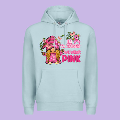 In October We Wear Pink Gnome Premium Hoodie Designed By Barkaloodesign