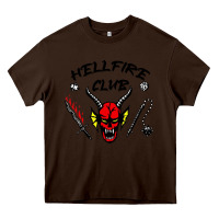 Chocolate Brown hellfire club strangerthings Heavy Core Tee - baoMotion