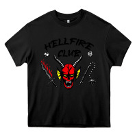 Black hellfire club strangerthings Heavy Core Tee - baoMotion