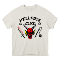 Cream hellfire club strangerthings Heavy Core Tee - baoMotion