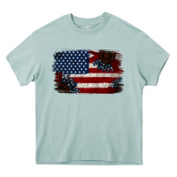 Distressed Sunflower American Flag Heavy Core Tee | Teevron