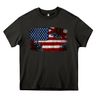 Asphalt Distressed Sunflower American Flag Heavy Core Tee - Jasminsmagicworld