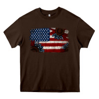 Chocolate Brown Distressed Sunflower American Flag Heavy Core Tee - Jasminsmagicworld