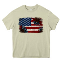 Mossy Distressed Sunflower American Flag Heavy Core Tee - Jasminsmagicworld