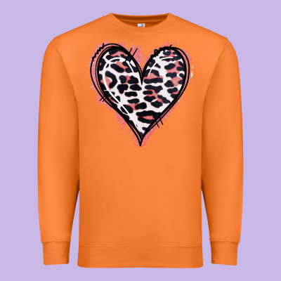 Leopard Glitter Heart Premium Sweatshirt Designed By Jasminsmagicworld