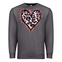Charcoal Heather Leopard Glitter Heart Premium Sweatshirt - Jasminsmagicworld