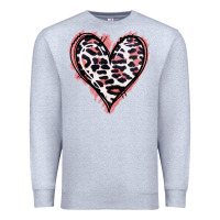 Heather Grey Leopard Glitter Heart Premium Sweatshirt - Jasminsmagicworld