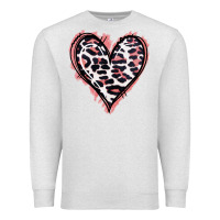 Oatmeal Heather Leopard Glitter Heart Premium Sweatshirt - Jasminsmagicworld