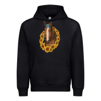 Black brown horse with gemstone and sunflowers Urban Hoodie - RanaPortraitStore