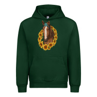 Forest Green brown horse with gemstone and sunflowers Urban Hoodie - RanaPortraitStore