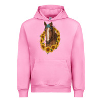 Fuchsia Pink brown horse with gemstone and sunflowers Urban Hoodie - RanaPortraitStore