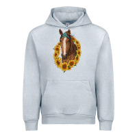 Heather Grey brown horse with gemstone and sunflowers Urban Hoodie - RanaPortraitStore