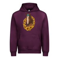 Mauve Wine brown horse with gemstone and sunflowers Urban Hoodie - RanaPortraitStore