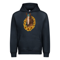 Navy brown horse with gemstone and sunflowers Urban Hoodie - RanaPortraitStore