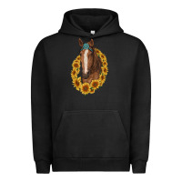 Pigment Black brown horse with gemstone and sunflowers Urban Hoodie - RanaPortraitStore