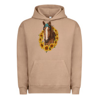 Pigment Burro brown horse with gemstone and sunflowers Urban Hoodie - RanaPortraitStore