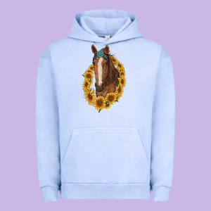 Brown Horse With Gemstone And Sunflowers Urban Hoodie Designed By Ranaportraitstore