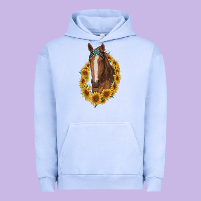 Brown Horse With Gemstone And Sunflowers Urban Hoodie Designed By Ranaportraitstore