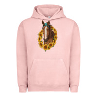 Pigment Salmon brown horse with gemstone and sunflowers Urban Hoodie - RanaPortraitStore