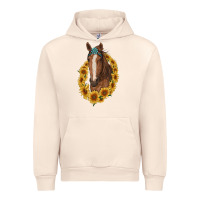 Sandshell brown horse with gemstone and sunflowers Urban Hoodie - RanaPortraitStore