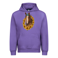 Tulip brown horse with gemstone and sunflowers Urban Hoodie - RanaPortraitStore