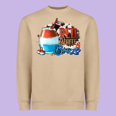 Red White  Booze With Cowhide Background Heavyweight Sweatshirt Designed By Jasminsmagicworld