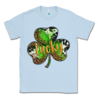 Dusty Blue st. patricks day lucky shamrock Classic Tee - BarkalooDesign