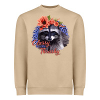 Mushroom Classy But A Little Thrashy Racoon With Flowers Heavyweight Sweatshirt - Jasminsmagicworld