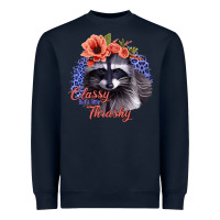 Navy Classy But A Little Thrashy Racoon With Flowers Heavyweight Sweatshirt - Jasminsmagicworld