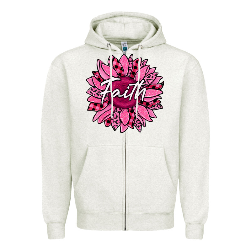 Faith Breast Cancer Awareness Sunflower Zipper Hoodie by Jasminsmagicworld | Teevron