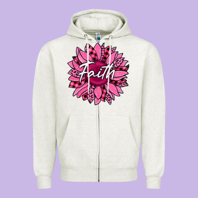 Faith Breast Cancer Awareness Sunflower Zipper Hoodie Designed By Jasminsmagicworld