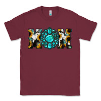 Burgundy Sunflower Cowhide Turquoise Gemstone Mom Classic Tee - Jasminsmagicworld