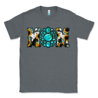 Charcoal Heather Sunflower Cowhide Turquoise Gemstone Mom Classic Tee - Jasminsmagicworld