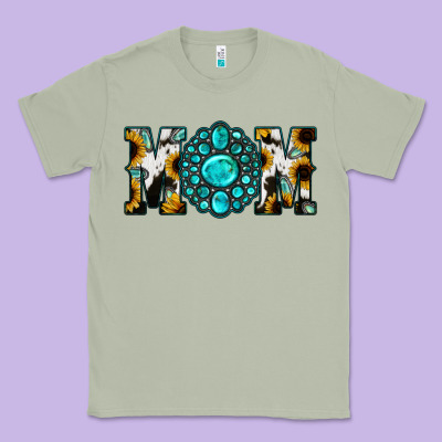 Sunflower Cowhide Turquoise Gemstone Mom Classic Tee Designed By Jasminsmagicworld