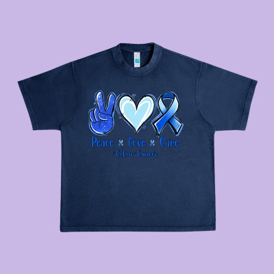 Peace Love Cure Colon Cancer Urban Heavy Tee Designed By Jasminsmagicworld