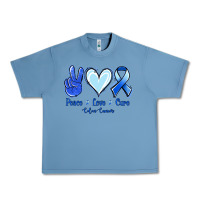 Pebble Blue Peace Love Cure Colon Cancer Urban Heavy Tee - Jasminsmagicworld