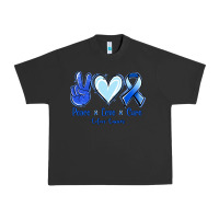 Pigment Black Peace Love Cure Colon Cancer Urban Heavy Tee - Jasminsmagicworld