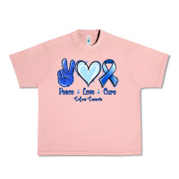 Salmon Peace Love Cure Colon Cancer Urban Heavy Tee - Jasminsmagicworld